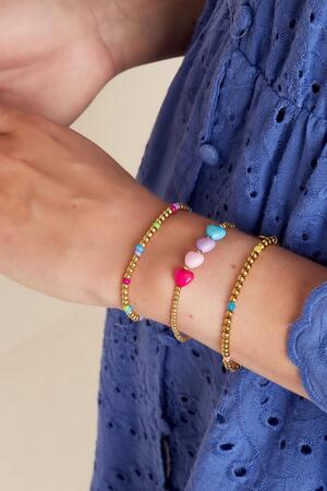 Kleurrijke hartjes armband - #summergirls collection Goud Hematiet h5 Afbeelding2